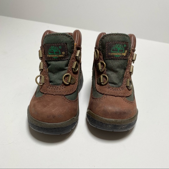 Timberland Field Boot Pre-School Brown Green Leather 5.5 - Picture 2 of 10